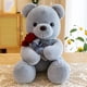 thumbnail image 1 of Oso de peluche con rosa, muñeco de peluche, regalo del día de San Valentín para niñas, amantes de las novias, 9 pulgadas (gris) JM, 1 of 3