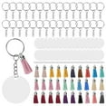 thumbnail image 2 of Juego de 30 llaveros acrílicos pintados a mano con borlas y círculos en blanco con anillos de salto, 2 of 15