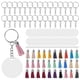 thumbnail image 2 of Juego de 30 llaveros acrílicos pintados a mano con borlas y círculos en blanco con anillos de salto, 2 of 15