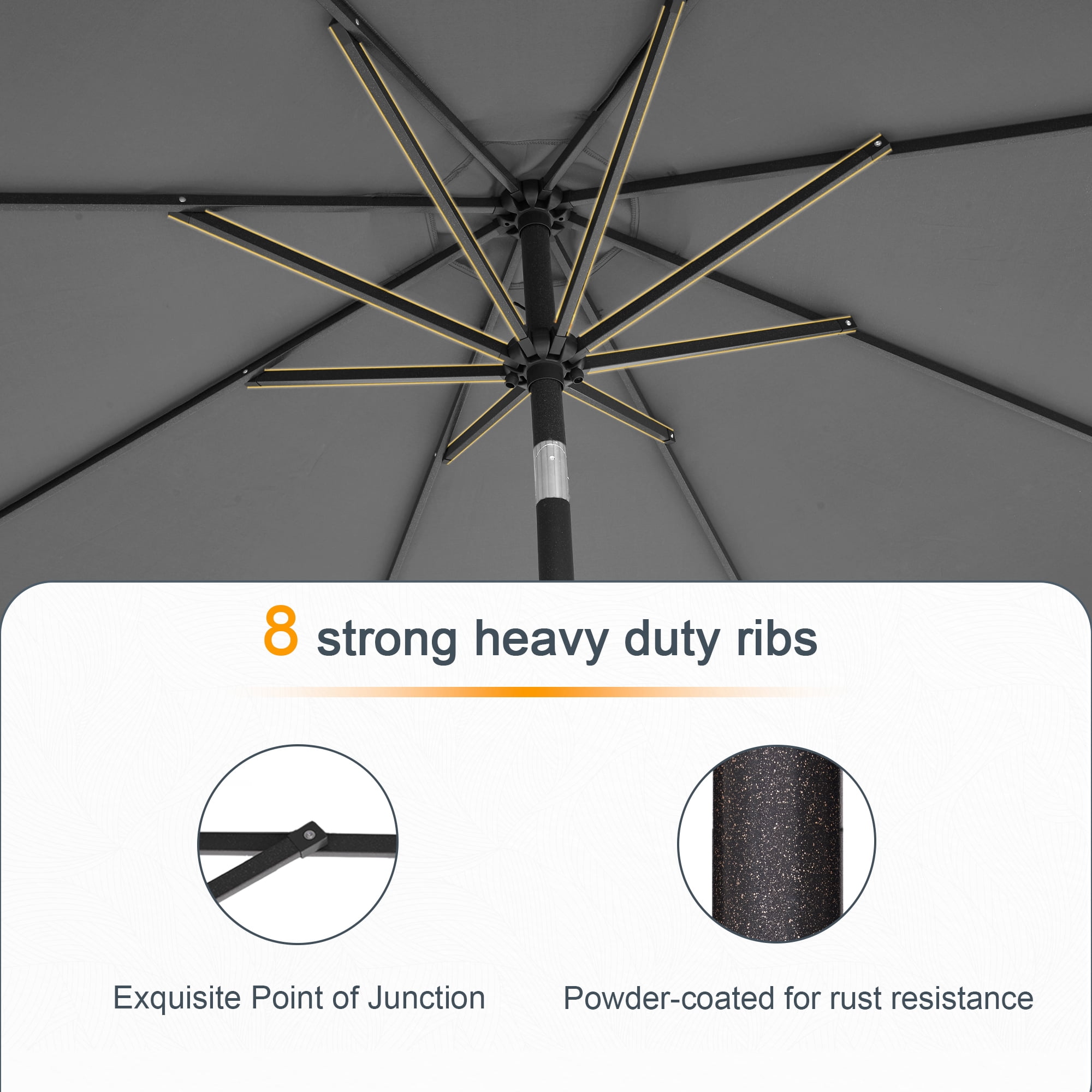 ACEGOSES 9ft Outdoor Patio Umbrella with Tilt 8 Ribs and Crank for Garden and Yard,Cold Gray