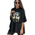 thumbnail image 3 of Plus Size Shirt for Women Black Tops for Women Short Sleeves Shirt for Women Swans T Shirt Crewneck Shirt for Women XL, 3 of 5
