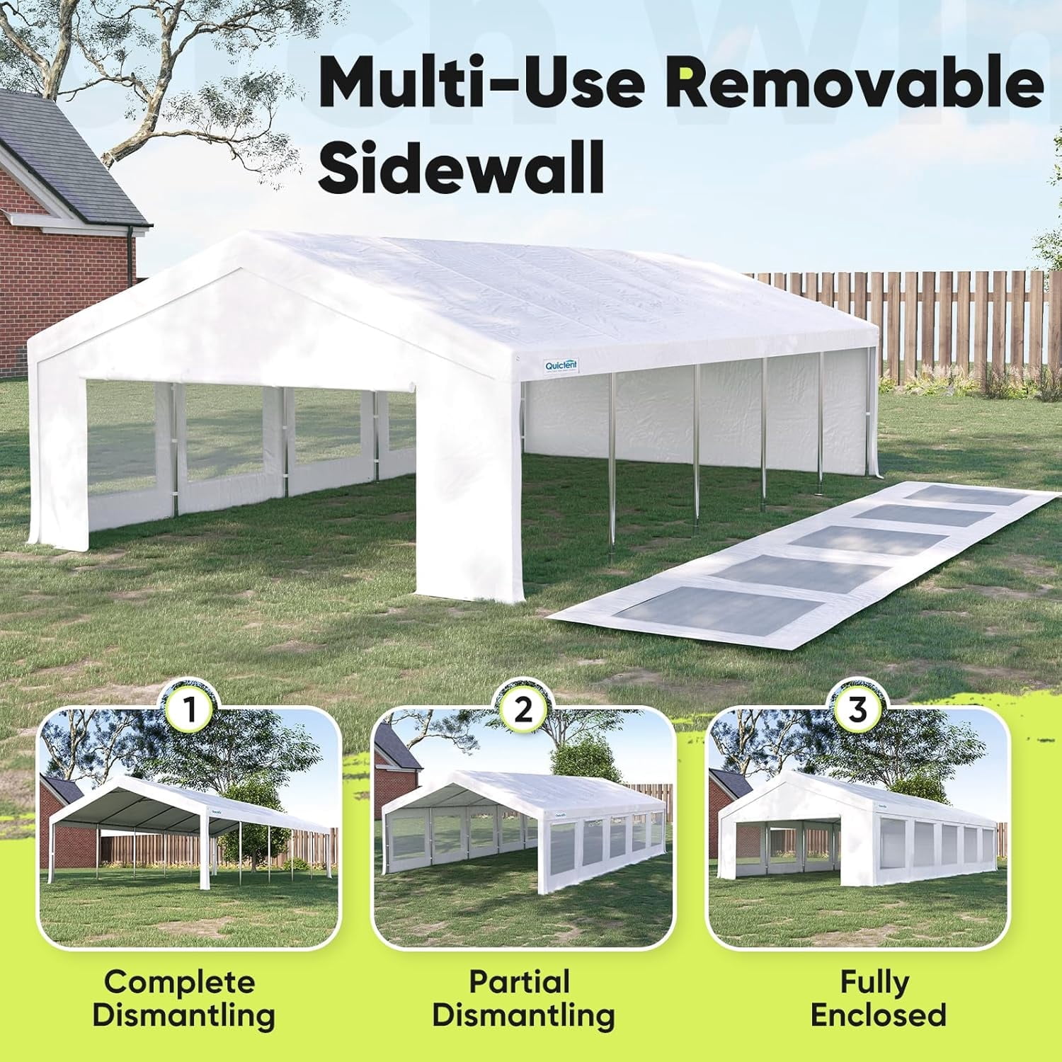 Quictent 20x20ft Party Tent Waterproof Canopy with Mesh Windows