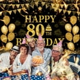 thumbnail image 2 of 80th Birthday Decorations for Men Women - Happy 80th Birthday Banners Decorations Black Gold 80 Years Birthday Party Favor Backdrop for 80th Birthday Party Sign Decor 7X5FT, 2 of 6
