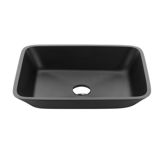 ANZZI Rectangular Glass Vessel Bathroom Sink, Rectangular Basin 4.3 in. Matte Black Finish