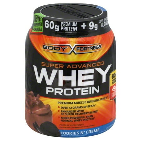 Body Fortress Super Advanced Whey Protein Cookies N' Cream Protein Supplement Powder, 2 lbs