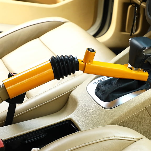 MERRYHAPY Heavy Duty Car Steering Wheel Lock, Golden Steel Anti-Theft Device, Easy Installation for Vehicle Security