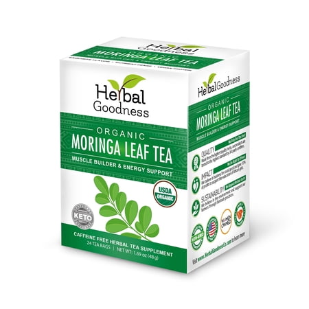 Moringa Tea Organic Moringa Leaves 24 Organic Teabags Immune & Energy Support Loose Leaf - Herbal Goodness