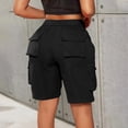 thumbnail image 6 of Sewkxo Bermuda Shorts for Women Cargo Shorts Knee Length Elastic Waist Long Shorts for Summer Casual Shorts with 6 Pockets,Black S, 6 of 6