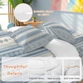 thumbnail image 2 of King 4 Piece Bedding Set Boho Pattern on Retro Stripe Soft Breathable Duvet Cover and Pillowcase, Geometric Line on Blue Beige Duvet Cover Set Bed Sheets for Bedroom Dormitory Guest Room, 2 of 9
