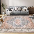 thumbnail image 6 of Twister.CK Vintage Boho Floral Area Rug, Washable Non-Shedding Low Pile Indoor Carpet, Non-Slip Rubber Backing for Bedroom, Living Room, Dining Room, Office, Pink, 3 x 5, 6 of 7