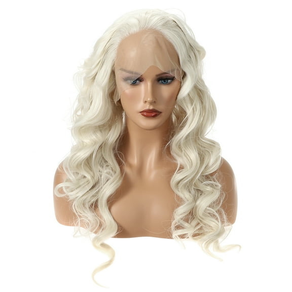 Unique Bargains Lace Front Wigs for Women 24" Light Golden Long Body Wave  with Wig Cap