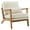 Milky White-Linen, variant on Zimtown Arm Chair, Modern Walnut Oak Accent Chair, Upholstered Teddy Fleece Single Chair, Khati