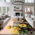 thumbnail image 3 of Spring Floral Area Rugs 5'x7', Washable Small Throw Rugs for Laundry Room Playroom, Yellow Roses Flowers Rustic Botanical Pink Indoor Outdoor Rug Non-Slip Low Pile Carpet Runner Reversible Floor Mats, 3 of 8