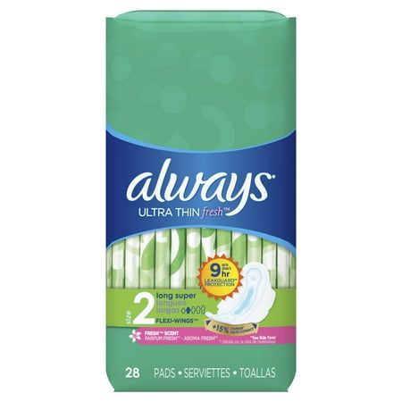 ALWAYS Ultra Thin Size 2 Super Pads With Wings Scented, 28