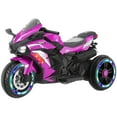 thumbnail image 2 of HONGLONG Kids Motorcycle, 12V Battery Powered Electric Motorbike with 3 Wheels Ride on Toys with LED Lights, Music ,Purple, 2 of 9