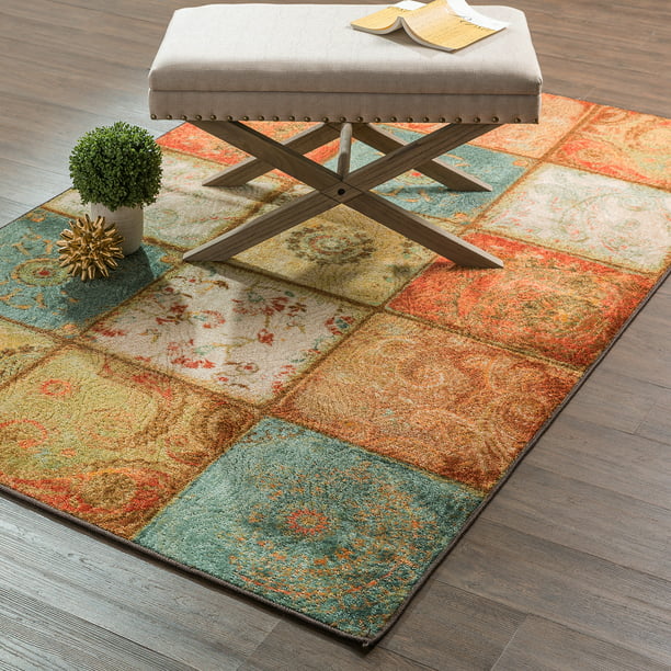Mohawk Home Free Flow Artifact Panel, Teal And Brown Rugs