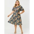 thumbnail image 2 of Vestido Acampanado De Tirantes De Flores Agnes Orinda TalGrande ManCorMidi PaMujer Azul XXL, 2 of 6