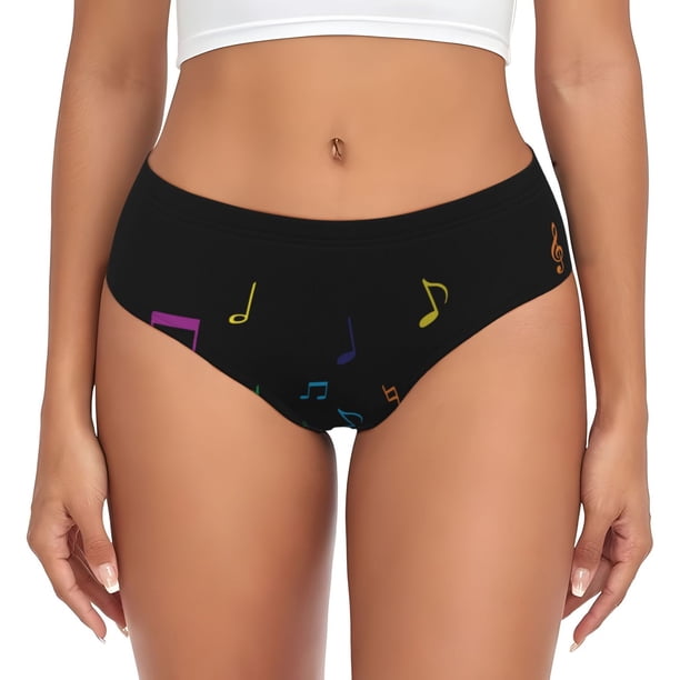 Balery Color Musical Notes Ropa Interior de Algodón para Mujer con Dibujo – Braguitas Cómodas y Elásticas, Estilo Clásico-X-Large
