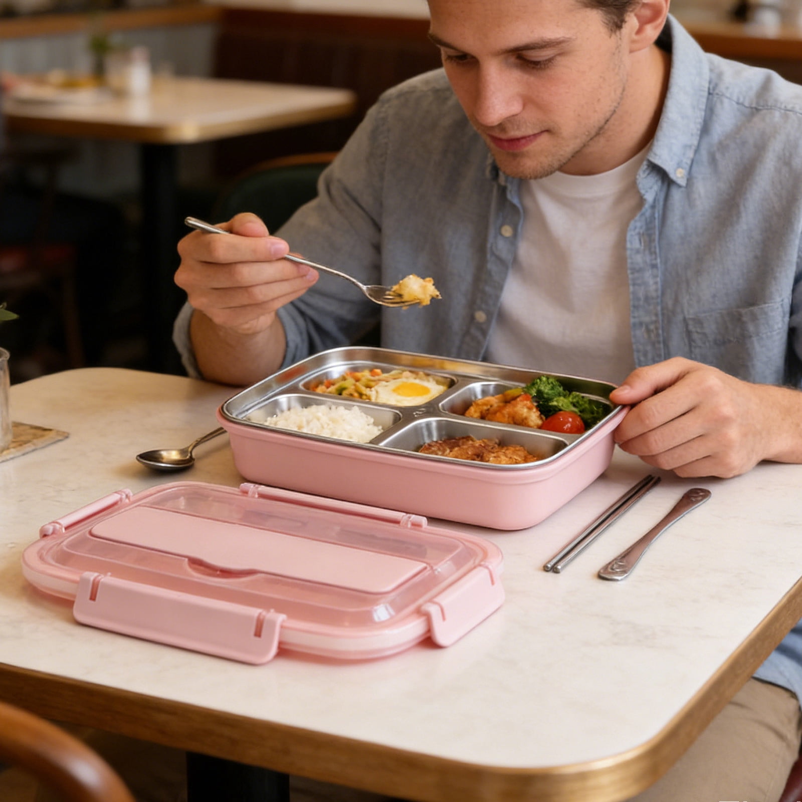 Bento Box Divided Airtight Food Storage Container for Work Office Daily Use