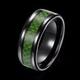 thumbnail image 2 of QQTDFG Stainless Steel Black Mens Band Carbon Fiber Silver Black Blue Ring B558-6-Green, 2 of 7