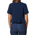 thumbnail image 3 of INSPIRE CHIC Women's Work Blazer Shawl Collarless Open Front Cropped Cardigan XS Dark Blue, 3 of 6