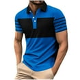 thumbnail image 1 of Weiqiqre Shirts for Men Short Sleeve Color Blocked Turndown Collar Button Basic Cotton Golf Shirts, 1 of 4