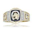 thumbnail image 2 of AVORA 10K Yellow Gold  Simulated Diamond CZ Men's Onyx Horse Fashion Ring  - Size 10.5, 2 of 5