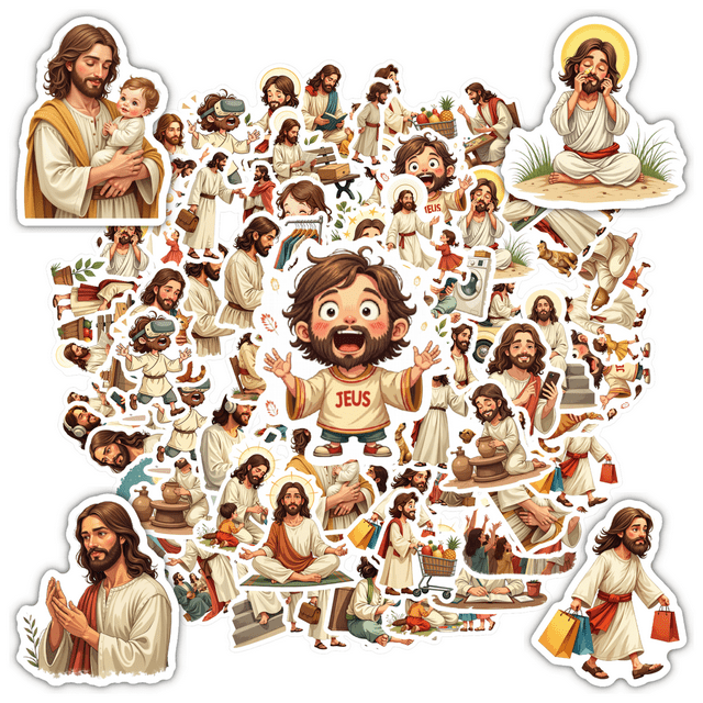 Cute Jesus Stickers Christian Humor Stickers Kids Cute Stickers for Suitcase Fridge