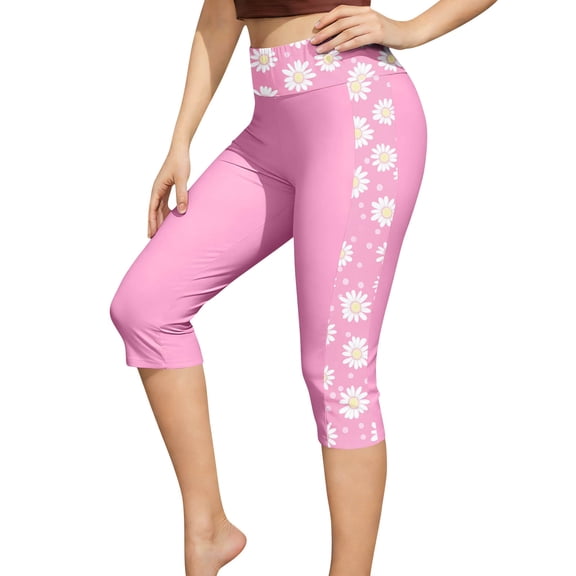 QSAWXQZ Women's High Waisted Printed Capri Leggings Swimsuit Bottoms XL