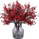 thumbnail image 1 of Xiao Hua Paquete de 6 flores artificiales de seda europeas para decoración de bodas, fiestas, ramos de tacto real, bricolaje, hogar y jardín (rojo), 1 of 5
