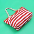 thumbnail image 4 of KAIYANG Bolso de playa de lona a rayas, bolso de mano impermeable de verano, bolso de compras para mujer, rojo (Rojo), 4 of 4