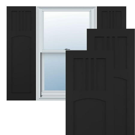

Ekena Millwork 15 W x 40 H True Fit PVC San Miguel Mission Style Fixed Mount Shutters Black (Per Pair - Hardware Not Included)