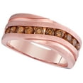 thumbnail image 1 of 10kt Rose Gold Mens Round Diamond Wedding Single Row Grooved Band Ring 1.00 Cttw, 1 of 1