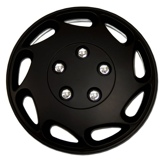 TuningPros WC-15-807-B Set of 4  Matte Black Snap-On Hubcaps 15" - Hub Caps Wheel Skin Cover 15 Inches 4 Pcs Set