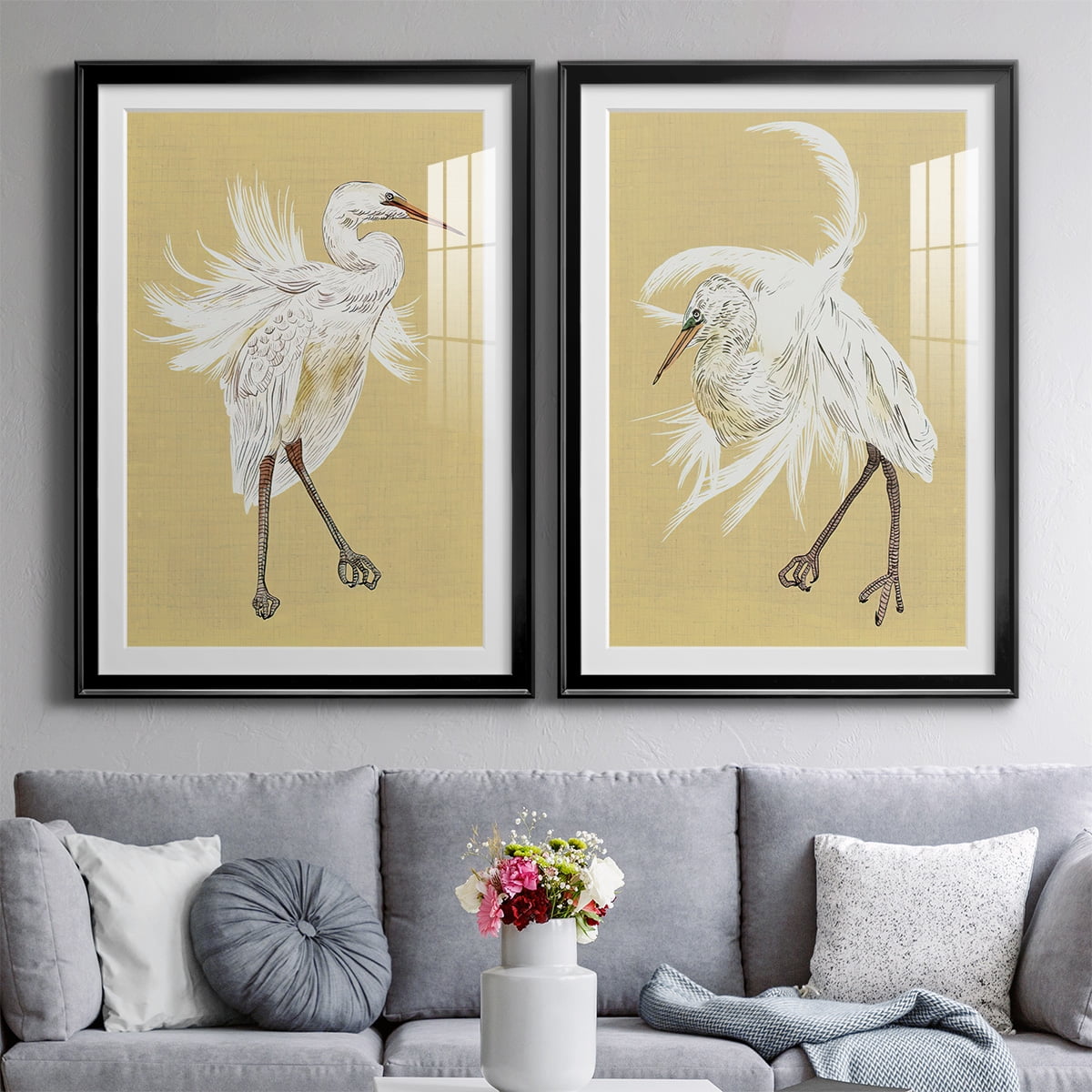 Wexford Home Heron Plumage V Premium Framed Print, 18.5" x 24.5" - Ready to Hang, Black (Set of 2)