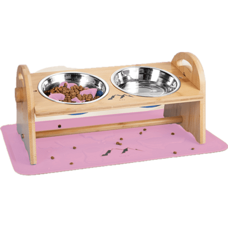 Elevated Adjustable Bamboo Pet Bowl