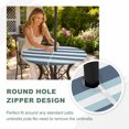 thumbnail image 4 of Round Outdoor Tablecloth with Umbrella Hole and Zipper, Blue Striped Tablecloth with Elastic Waterproof, Modern Gradient Abstract Lines Aesthetic Patio Table Covers for 55" - 60" Picnic Pool Tables, 4 of 9