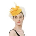 thumbnail image 2 of TODOZO Fascinators Tea Party Hat for Women - Kentucky Church Derby Hats Flower Mesh Feather Headband for Ladies Girls Hats for Fascinators Pillbox Flower Hat for Tea Wedding Church Yellow, 2 of 7