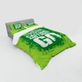 thumbnail image 2 of Ambesonne Adventure Bedding Set 4 Pcs, Grungy Mountains Text, Queen, Lime Green Fern Green, 2 of 2
