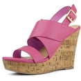 thumbnail image 1 of Sandalias de Cuña con correa de tobillo Tacón de plataforma para Mujer Rosa caliente 36, 1 of 6