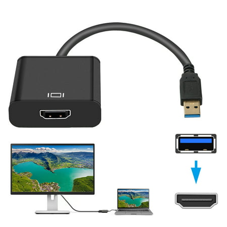 USB to HDMI Adapter, EEEKit USB 3.0 to HDMI Converter HD 1080P Video Audio Cable Adapter for Desktop Laptop HDTV Support Windows XP / 10 / 8.1 / 8 / (Best Way To Connect Laptop To Tv)