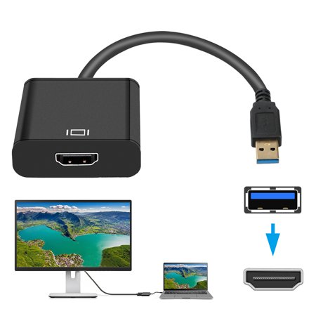 Windows Xp Hdmi - USB to HDMI Adapter, EEEKit USB 3.0 to HDMI Converter HD 1080P Video Audio Cable Adapter for Desktop Laptop HDTV Support Windows XP / 10 / 8.1 / 8 / 7