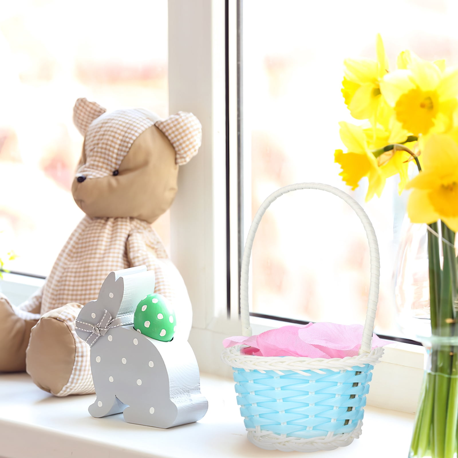 unbranded 24 pcs  Small Woven Baskets with Handle Easter Egg Baskets Candy Baskets Flower Baskets