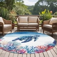 thumbnail image 5 of Blue Sea Turtles Round Living Room Rugs 5 ft, Red Coral Shell Ocean Life Summer Watercolor Washable Area Rug with Non-Slip Sturdy Edge Binding Round Carpet for Entryway Kitchen Bedroom Bathroom, 5 of 9