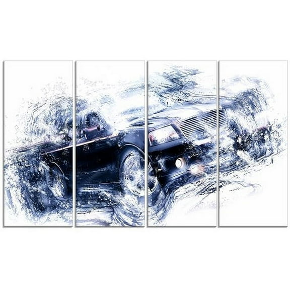 Design Art Black Luxury Car, 4 Panels, 48" x 28"