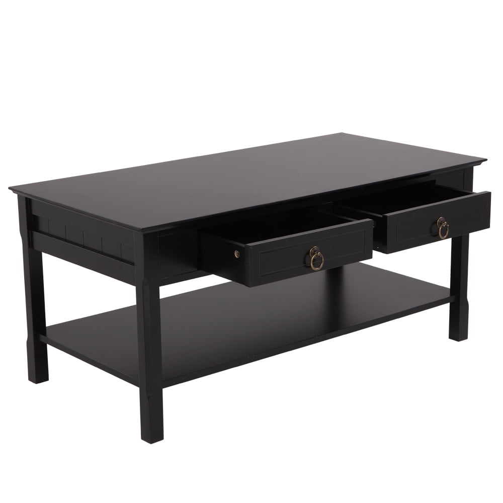 Private Jungle FCH Simple Two Solid Wood Foot End Table,Black Private Jungle FCH Simple Two Solid Wood Foot End Table,Black