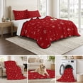 thumbnail image 6 of Quilts Full Size Bedding Set, Christmas Snowflake Lightweight Quilted Comforter, Xmas Snowy Winter Farmhouse Red Soft Reversible Bedspread Coverlet with Pillow Covers for All Season, 78" x 90", 6 of 9