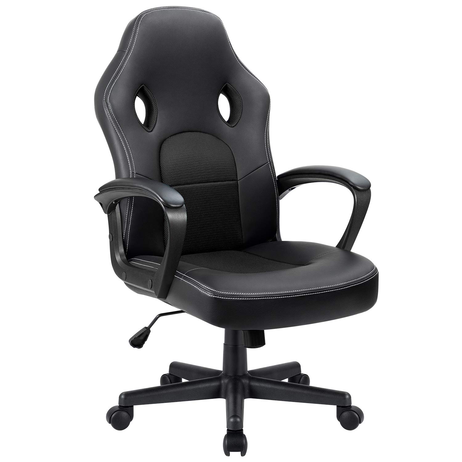 Lacoo Faux Leather Computer Gaming Chair Office Desk Chair with Lumbar Support, Black