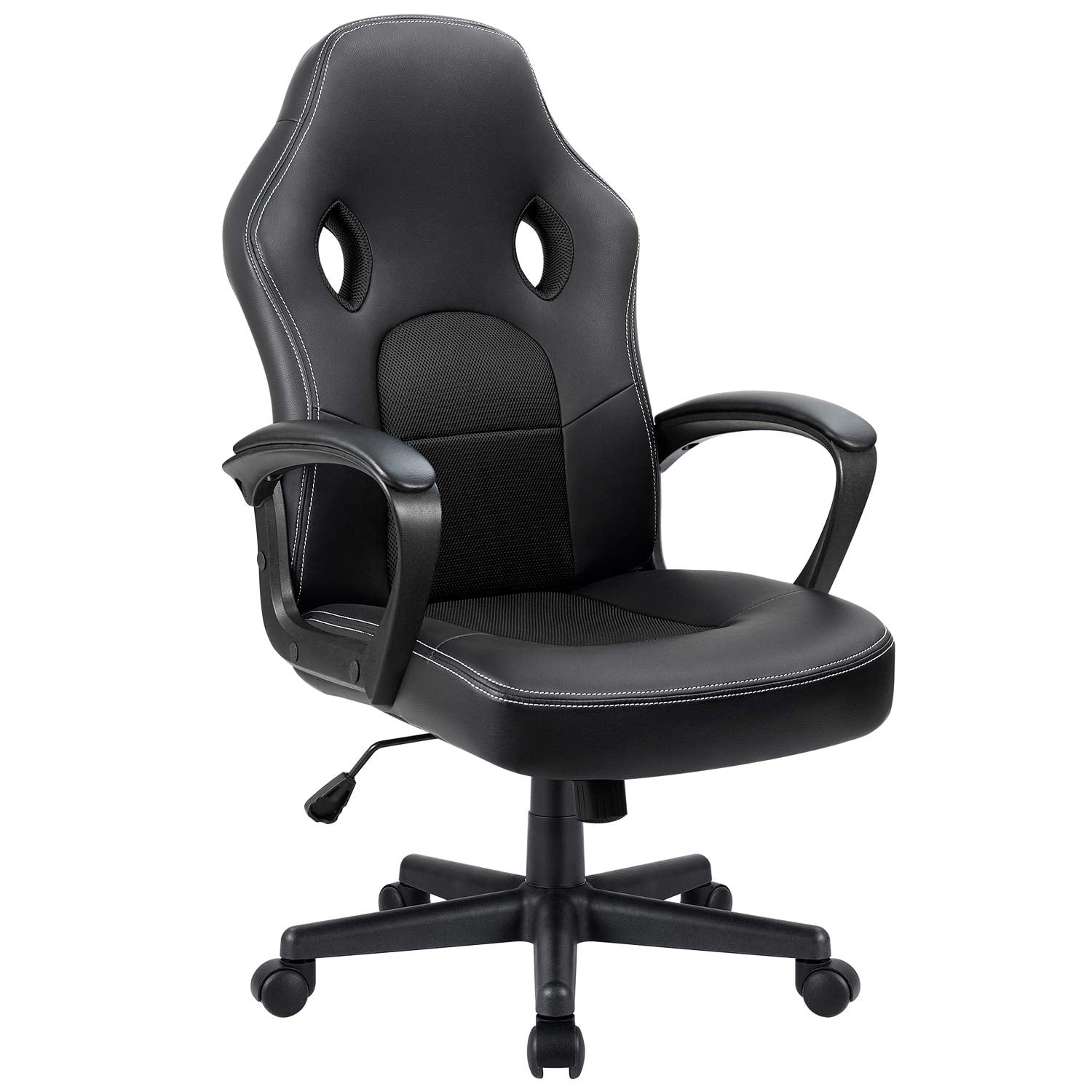 Lacoo Faux Leather Computer Gaming Chair Office Desk Chair with Lumbar Support, Black