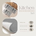 thumbnail image 4 of Gray Black Wool Effect Wildflowers Kitchen Mat & Runner Rug Set of 2, 4 of 5